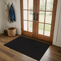Woolen Dark Gray Jute-Look Area Rug | High-Traffic Ready - Ornate Home