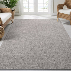 Woolen Gray Easy Jute-Look Rug | Easy Care Indoor & Outdoor - Ornate Home