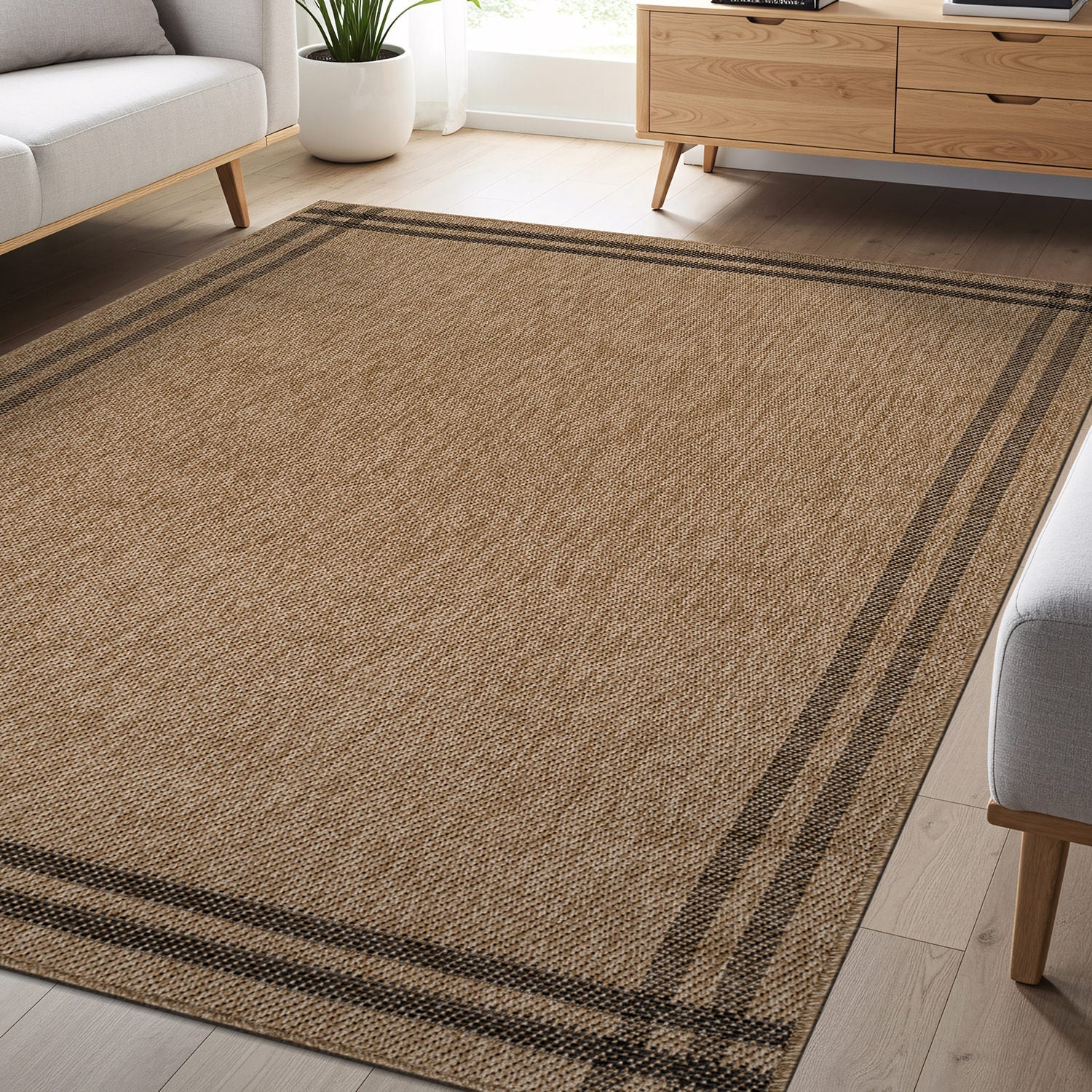 Woolen Natural 7 Indoor/Outdoor Rug | Rustic Jute Style - Ornate Home