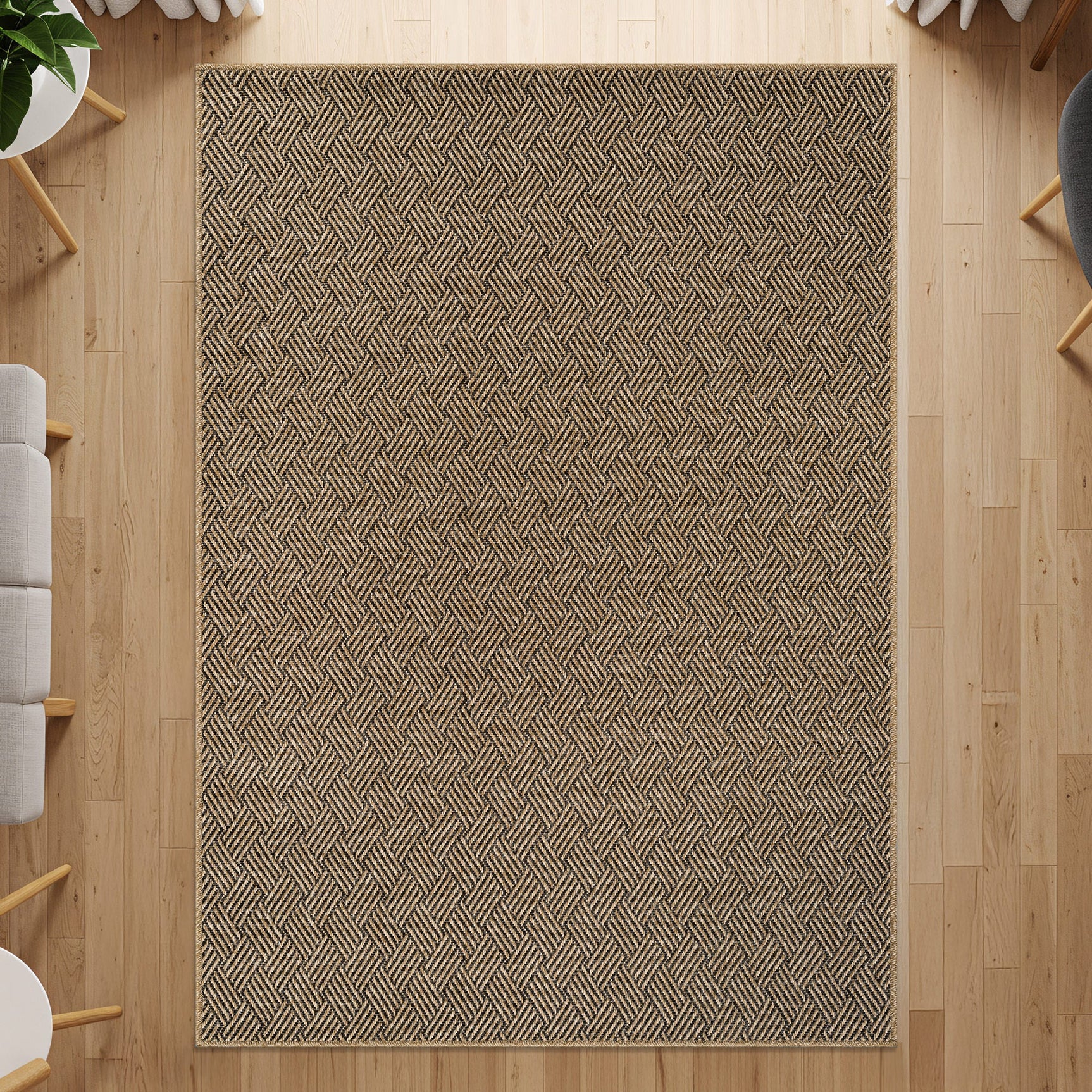 Woolen Natural Easy Jute-Look Rug | Indoor/Outdoor Washable - Ornate Home
