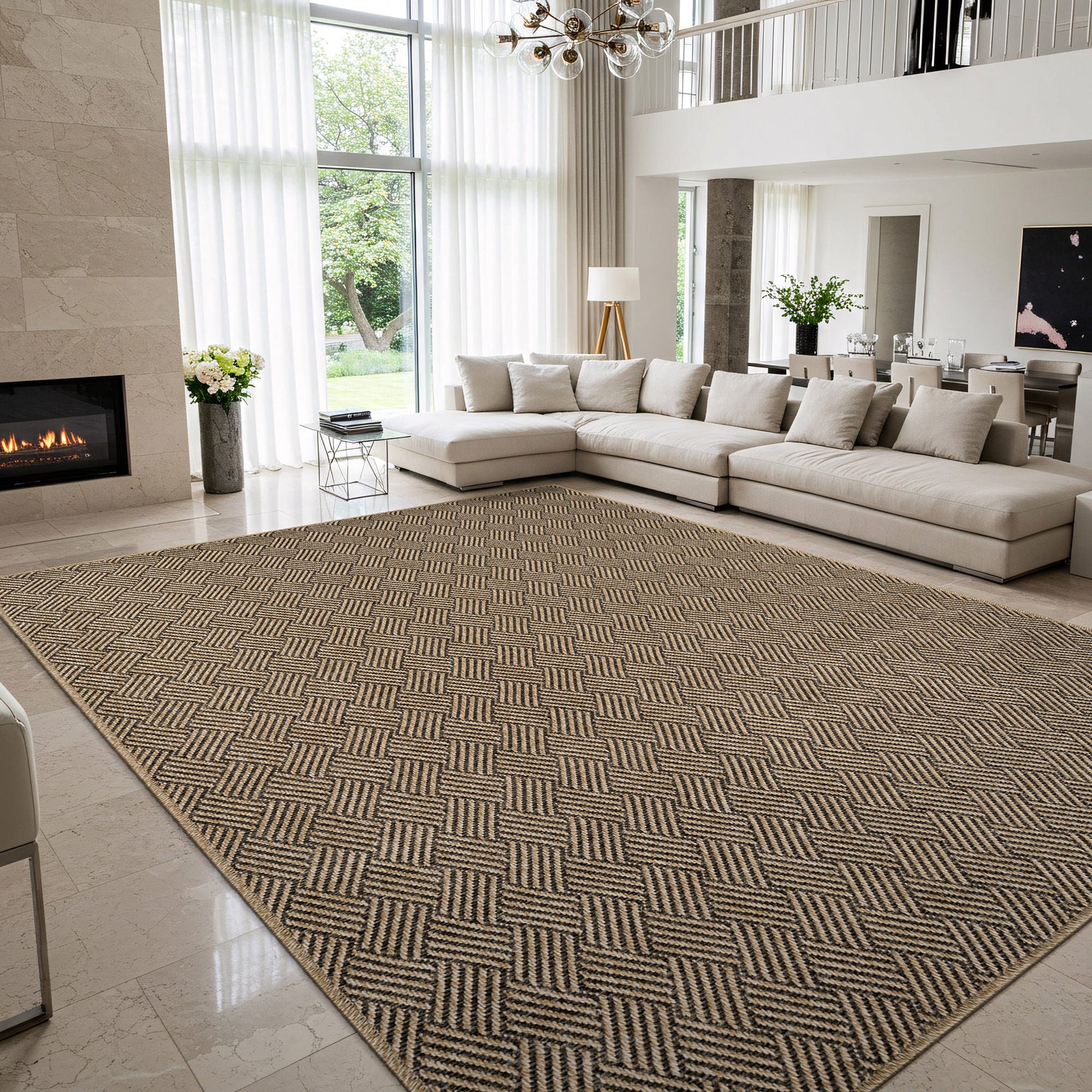 Woolen Natural Easy Jute-Look Rug | Indoor/Outdoor Washable - Ornate Home