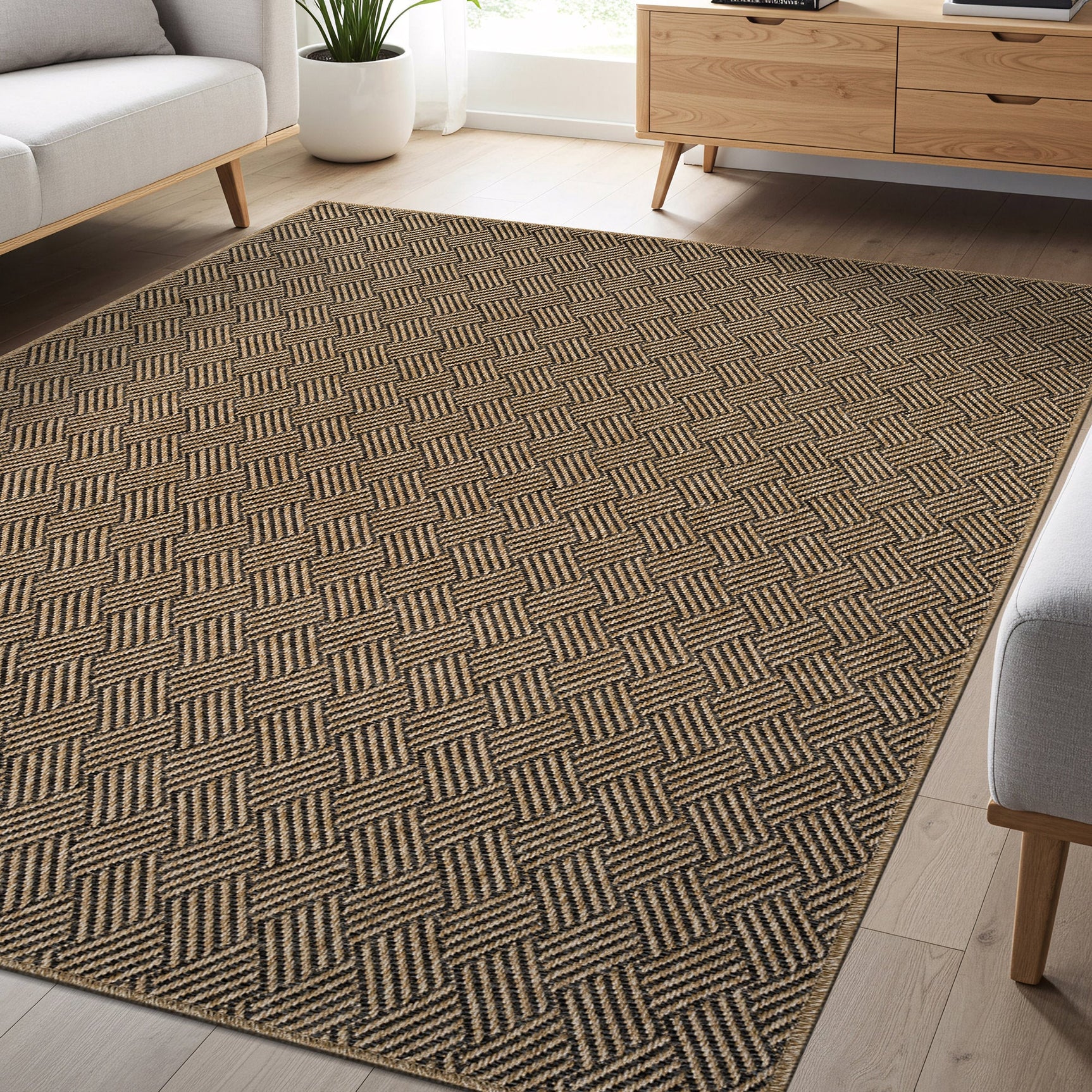 Woolen Natural Easy Jute-Look Rug | Indoor/Outdoor Washable - Ornate Home