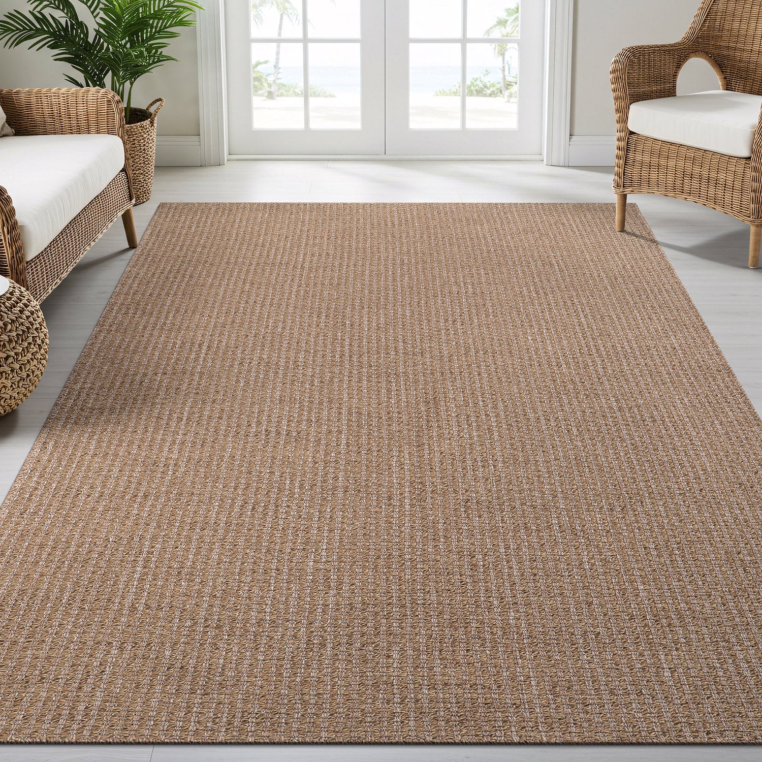 Woolen Natural Jute-Look Area Rug | Classic Earthy Style - Ornate Home