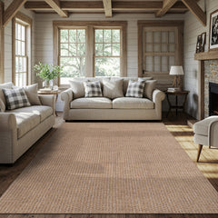 Woolen Natural Jute-Look Area Rug | Classic Earthy Style - Ornate Home