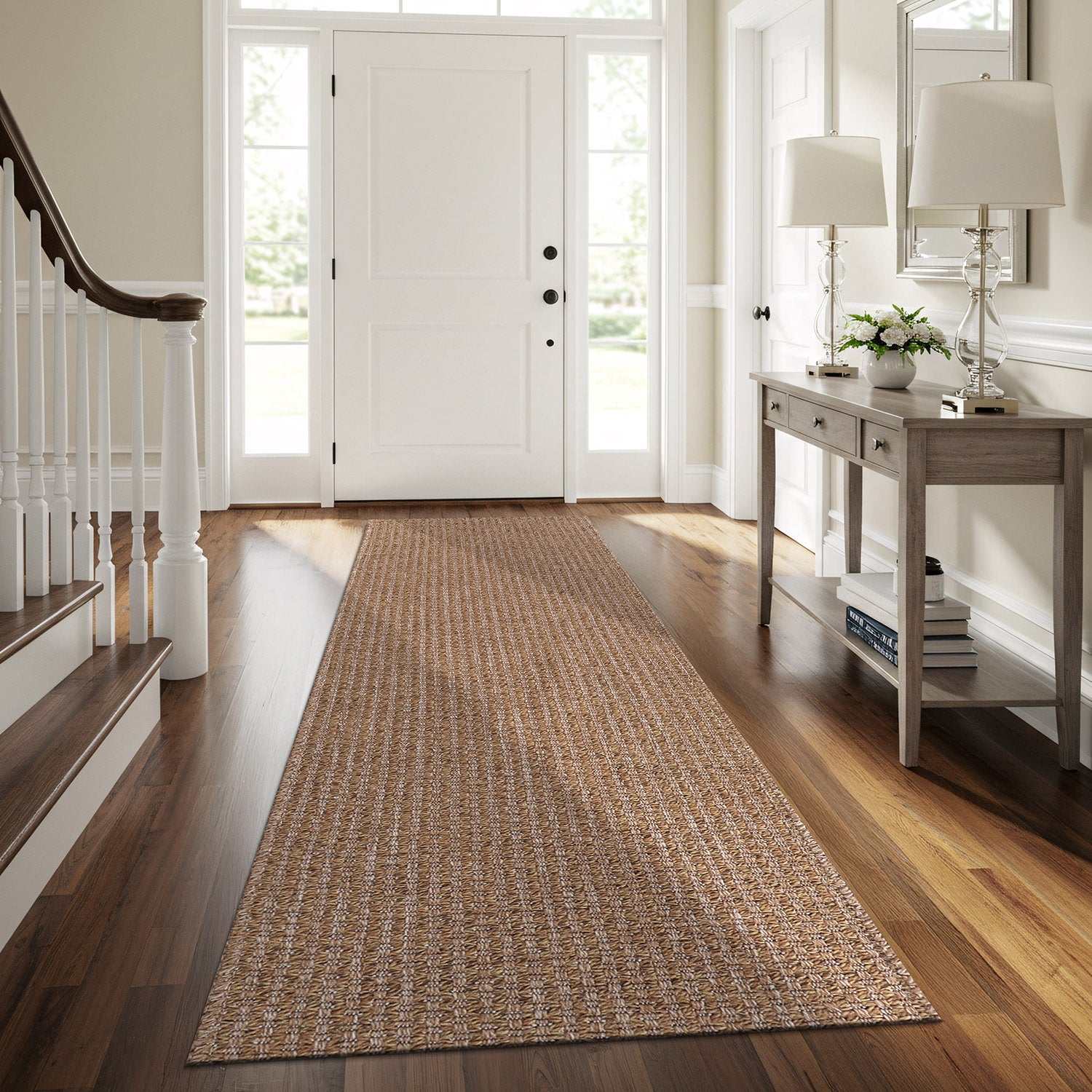 Woolen Natural Jute-Look Area Rug | Classic Earthy Style - Ornate Home