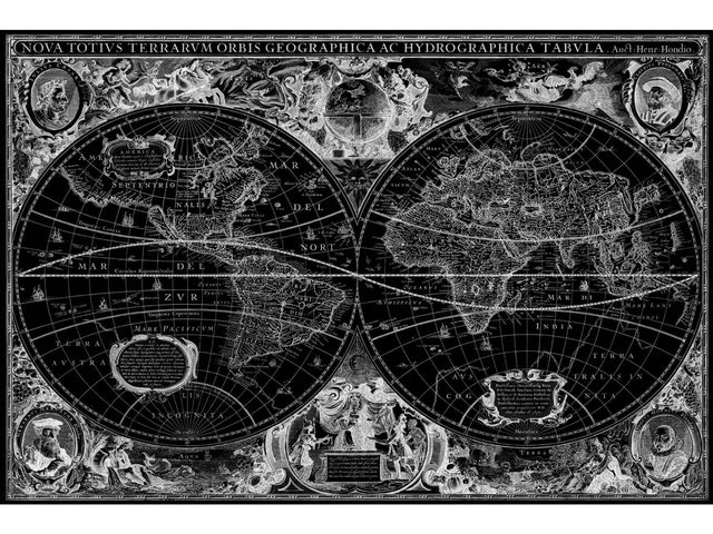 World Map Tempered Glass w / Foil Wall Art - Ornate Home