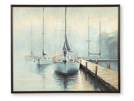 Worthney Blue/White/Brown Wall Art - Ornate Home