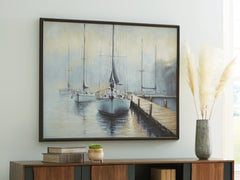 Worthney Blue/White/Brown Wall Art - Ornate Home