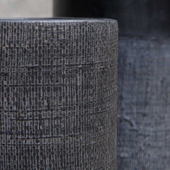 Woven Shadow Black Vases (Set of 2) - Ornate Home