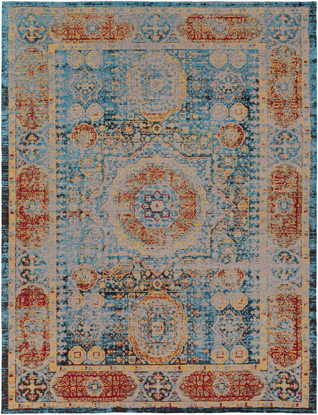 Wrangell Blue/Red Damask Carpet - Clearance - Ornate Home