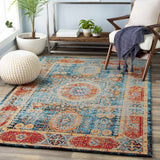 Wrangell Blue/Red Damask Carpet - Clearance - Ornate Home