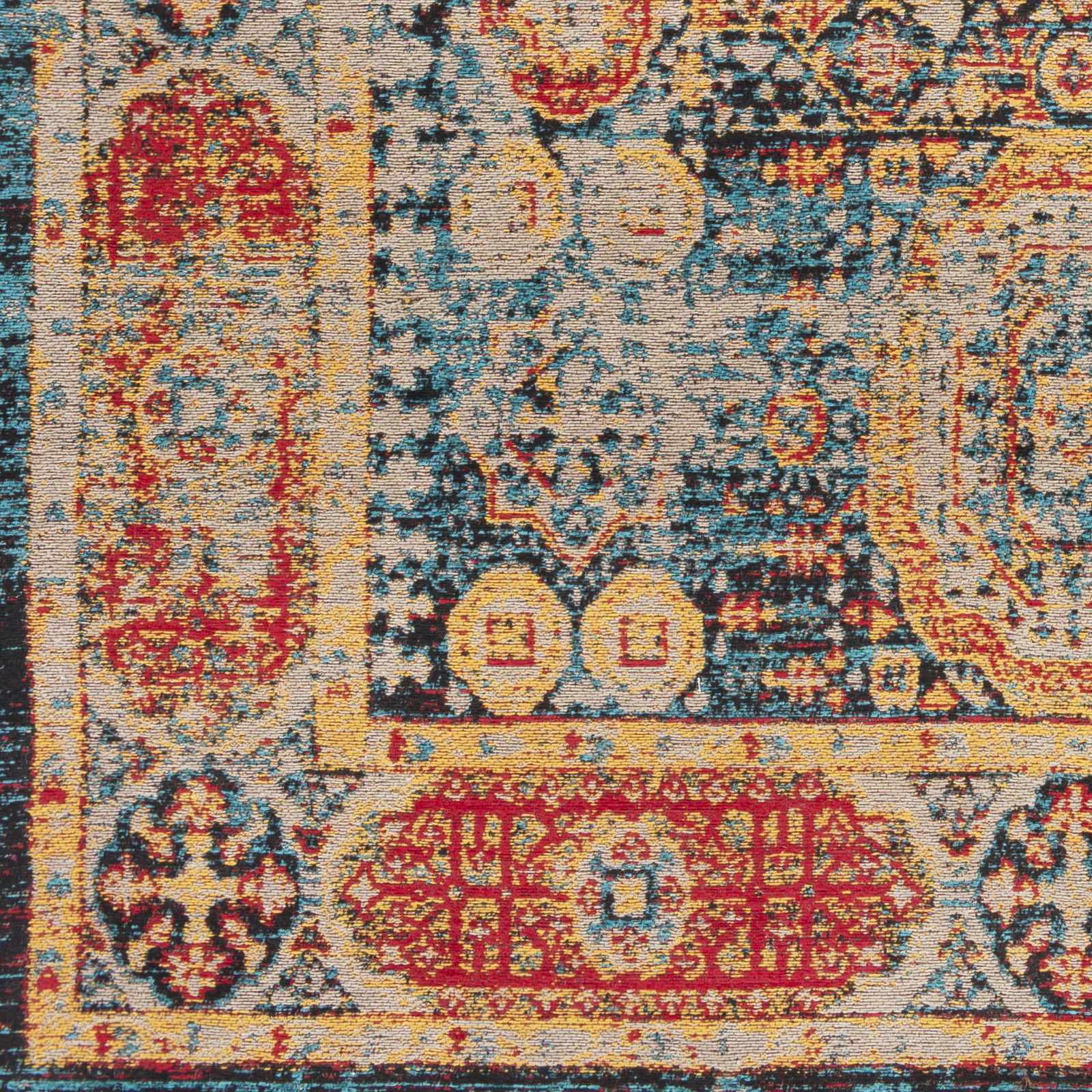 Wrangell Blue/Red Damask Carpet - Clearance - Ornate Home