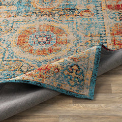 Wrangell Blue/Red Damask Carpet - Clearance - Ornate Home