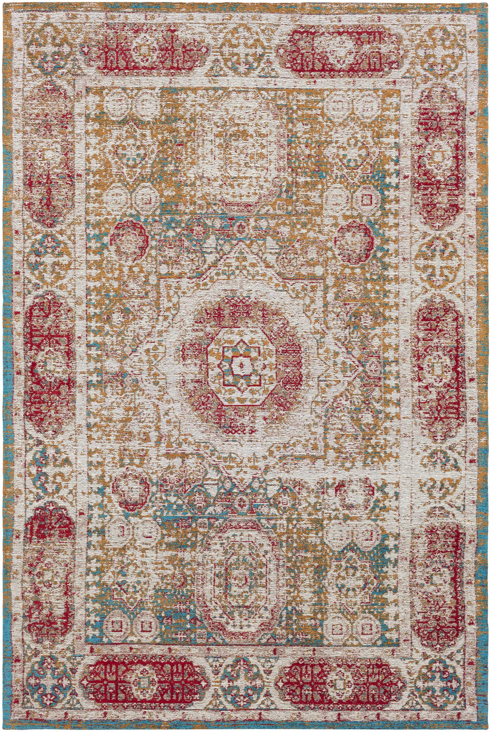 Wrangell Mustard/Red Damask Carpet Area Rug - Clearance - Ornate Home