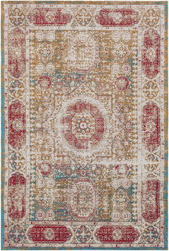 Wrangell Mustard/Red Damask Carpet Area Rug - Clearance - Ornate Home