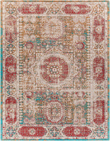 Wrangell Mustard/Red Damask Carpet Area Rug - Clearance - Ornate Home