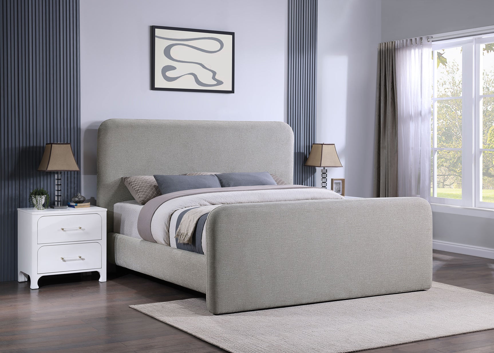 Wren Grey Eastern King Upholstered Panel Bed - Ornate Home
