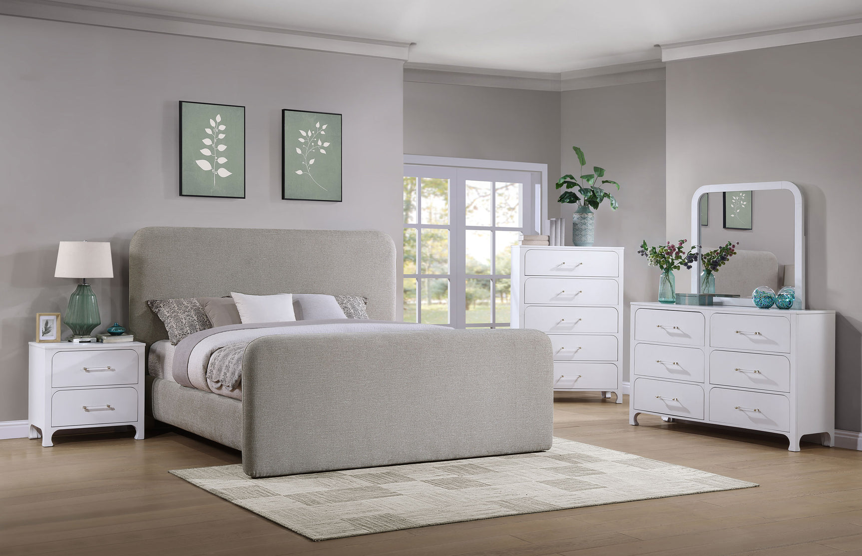 Wren Grey Eastern King Upholstered Panel Bed - Ornate Home