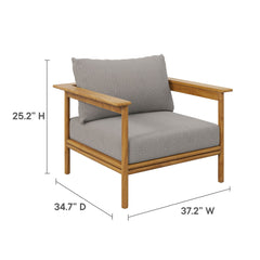 Wren Natural Driftwood Outdoor Patio Teak Wood Armchair - Ornate Home