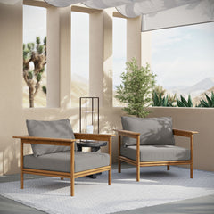 Wren Natural Driftwood Outdoor Patio Teak Wood Armchair (Set of 2) - Ornate Home