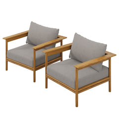 Wren Natural Driftwood Outdoor Patio Teak Wood Armchair (Set of 2) - Ornate Home