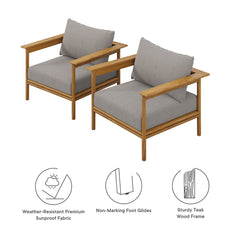 Wren Natural Driftwood Outdoor Patio Teak Wood Armchair (Set of 2) - Ornate Home