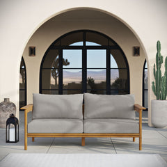Wren Natural Driftwood Outdoor Patio Teak Wood Sofa - Ornate Home