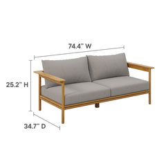 Wren Natural Driftwood Outdoor Patio Teak Wood Sofa - Ornate Home