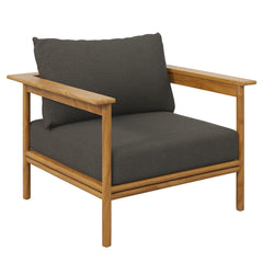 Wren Natural Flint Gray Outdoor Patio Teak Wood Armchair - Ornate Home