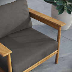 Wren Natural Flint Gray Outdoor Patio Teak Wood Armchair - Ornate Home