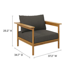 Wren Natural Flint Gray Outdoor Patio Teak Wood Armchair - Ornate Home