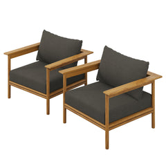 Wren Natural Flint Gray Outdoor Patio Teak Wood Armchair (Set of 2) - Ornate Home