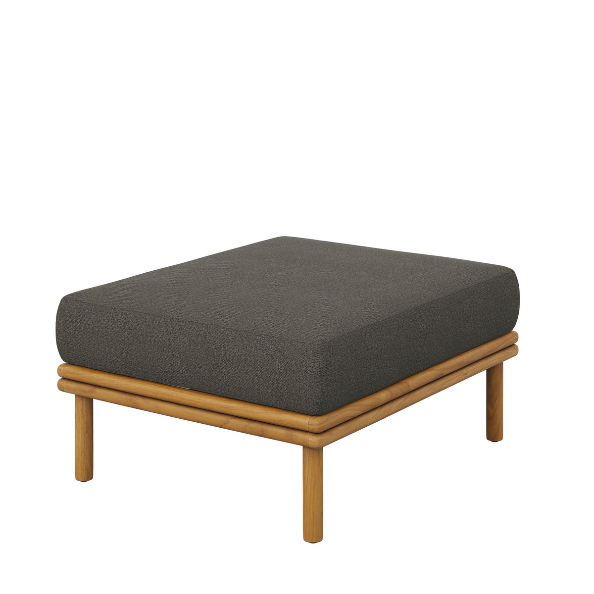 Wren Natural Flint Gray Outdoor Patio Teak Wood Ottoman - Ornate Home