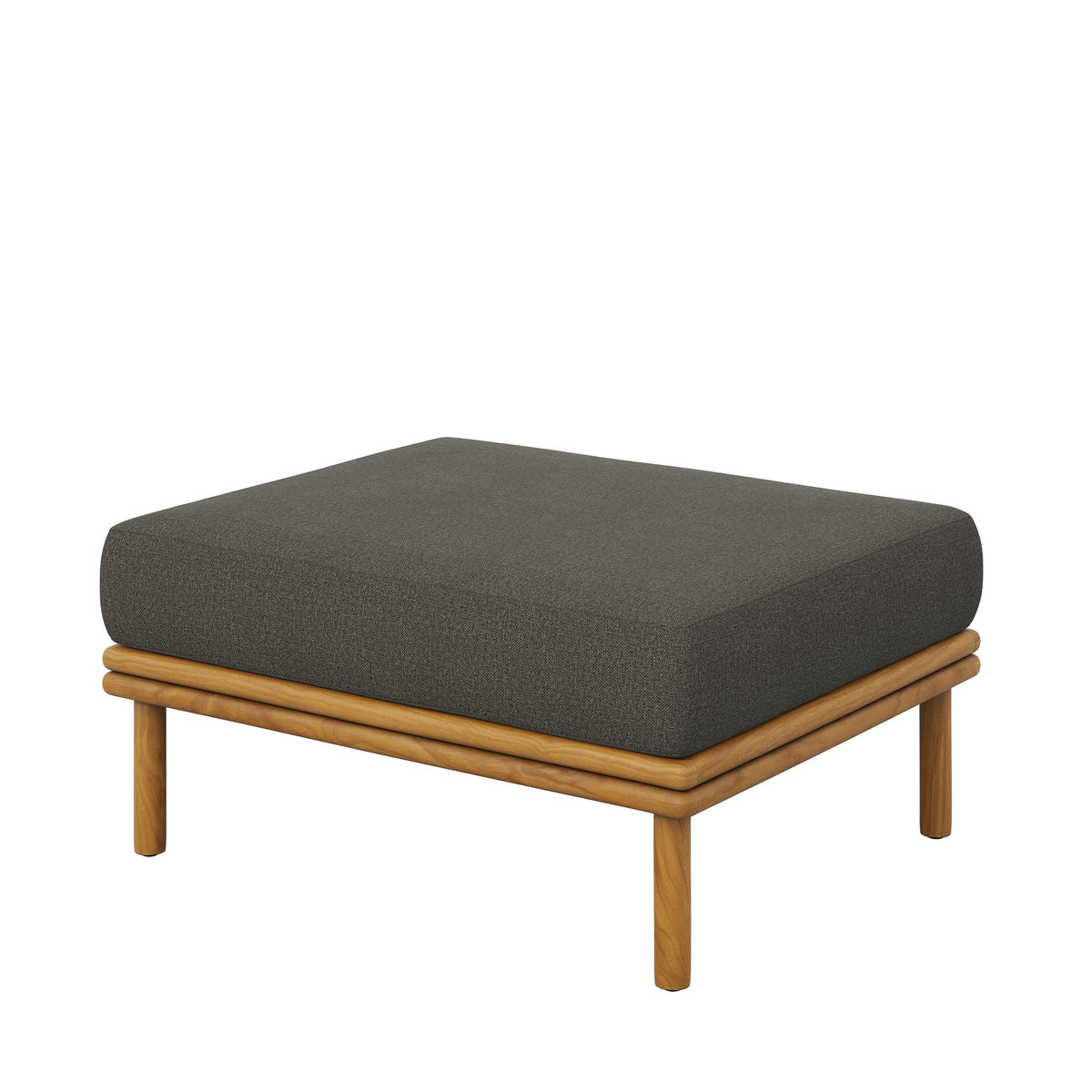 Wren Natural Flint Gray Outdoor Patio Teak Wood Ottoman - Ornate Home