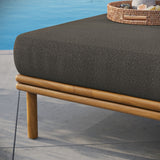 Wren Natural Flint Gray Outdoor Patio Teak Wood Ottoman - Ornate Home