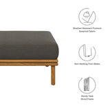 Wren Natural Flint Gray Outdoor Patio Teak Wood Ottoman - Ornate Home