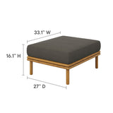 Wren Natural Flint Gray Outdoor Patio Teak Wood Ottoman - Ornate Home