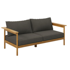 Wren Natural Flint Gray Outdoor Patio Teak Wood Sofa - Ornate Home