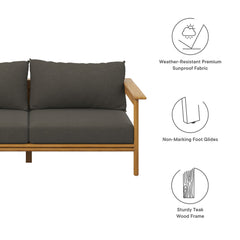 Wren Natural Flint Gray Outdoor Patio Teak Wood Sofa - Ornate Home