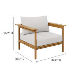 Wren Natural Sail Outdoor Patio Teak Wood Armchair - Ornate Home