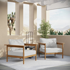 Wren Natural Sail Outdoor Patio Teak Wood Armchair (Set of 2) - Ornate Home