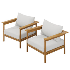 Wren Natural Sail Outdoor Patio Teak Wood Armchair (Set of 2) - Ornate Home