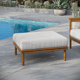 Wren Natural Sail Outdoor Patio Teak Wood Ottoman - Ornate Home