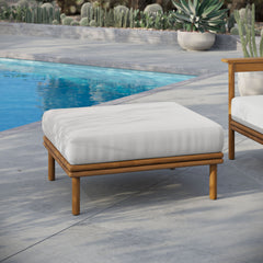 Wren Natural Sail Outdoor Patio Teak Wood Ottoman - Ornate Home