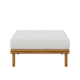 Wren Natural Sail Outdoor Patio Teak Wood Ottoman - Ornate Home