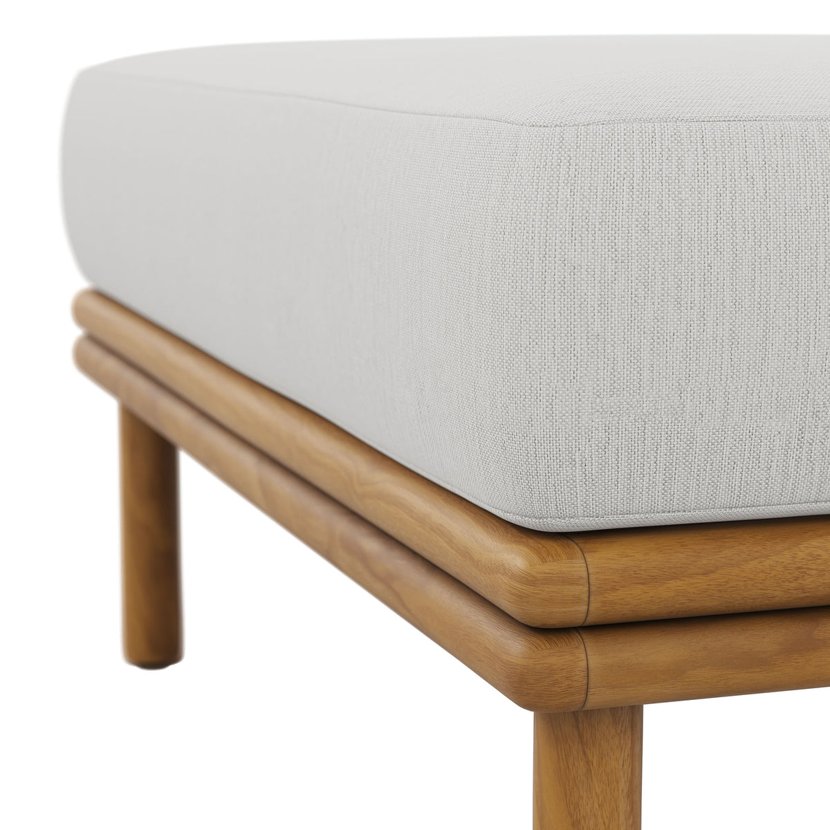 Wren Natural Sail Outdoor Patio Teak Wood Ottoman - Ornate Home