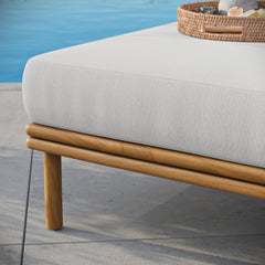 Wren Natural Sail Outdoor Patio Teak Wood Ottoman - Ornate Home