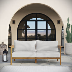 Wren Natural Sail Outdoor Patio Teak Wood Sofa - Ornate Home