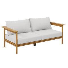 Wren Natural Sail Outdoor Patio Teak Wood Sofa - Ornate Home