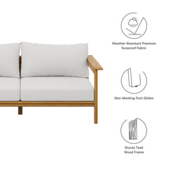 Wren Natural Sail Outdoor Patio Teak Wood Sofa - Ornate Home